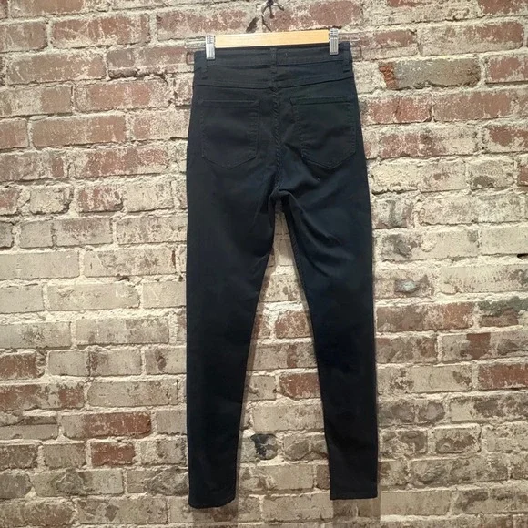 Sandro Paris Black High Rise Visible Zip Button Front Skinny Jeans Size 36 US 26 - Picture 7 of 9